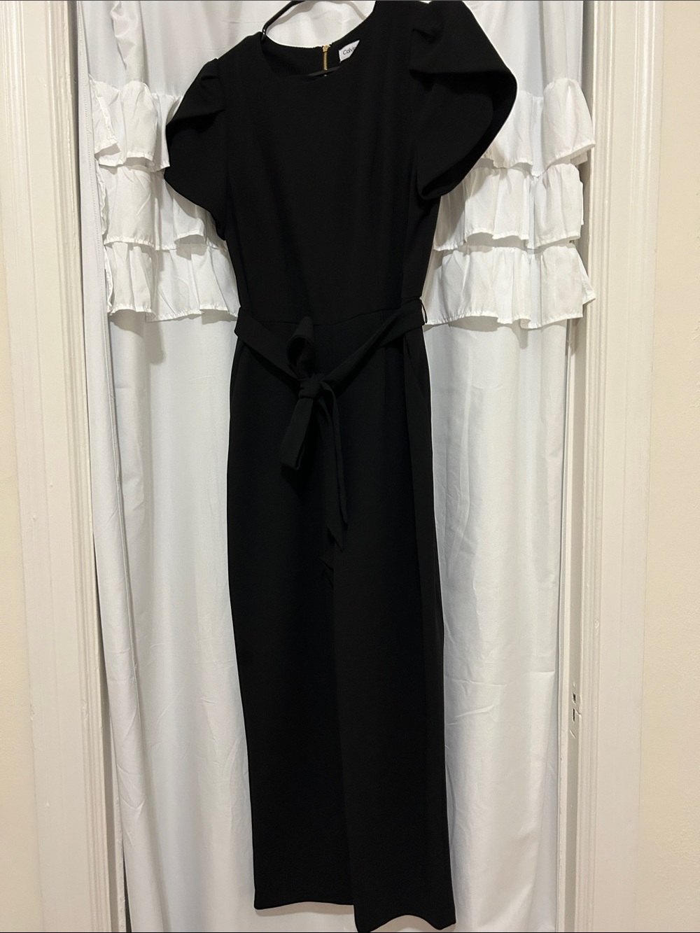 Calvin Klein Black Jumpsuit with Self Tie Belt